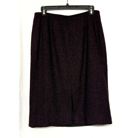 Tahari 2 Pc Wool Blend Skirt & Jacket Suit Set Textured Fringe Hem Dark Plum 10 - Picture 5 of 7